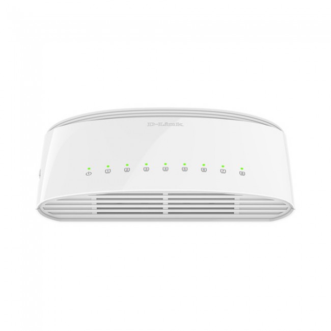 D-Link DGS-1008D with 8‑Port Gigabit Unmanaged Desktop Switch, Gigabit Ethernet - White