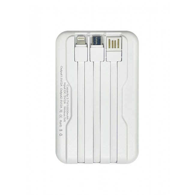 MARGOUN Magnetic Battery Pack 10000mAh Wireless Charging Power Bank with Cable Slim Light-Weight Wireless Charger with LED Indicator White