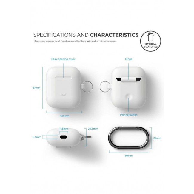 Elago Apple AirPods Shockproof Protective Hang Case with Clip
