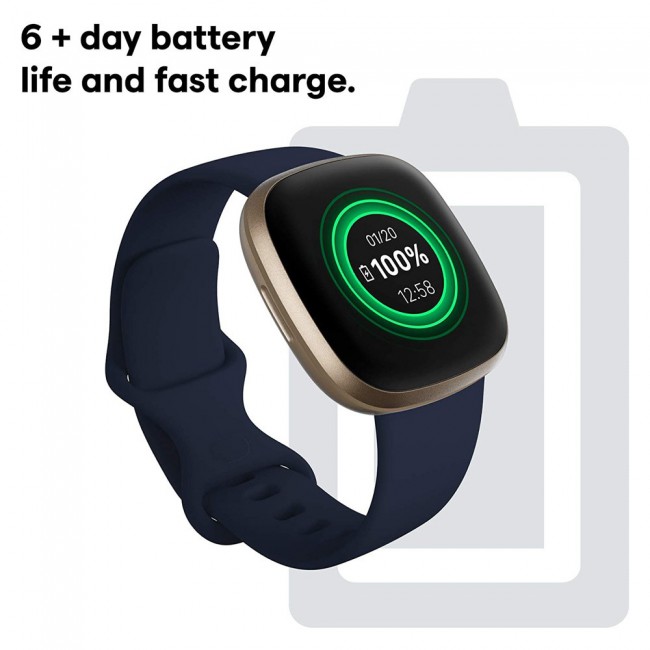 Fitbit Versa 3 Smartwatch with GPS - Midnight and Soft Gold