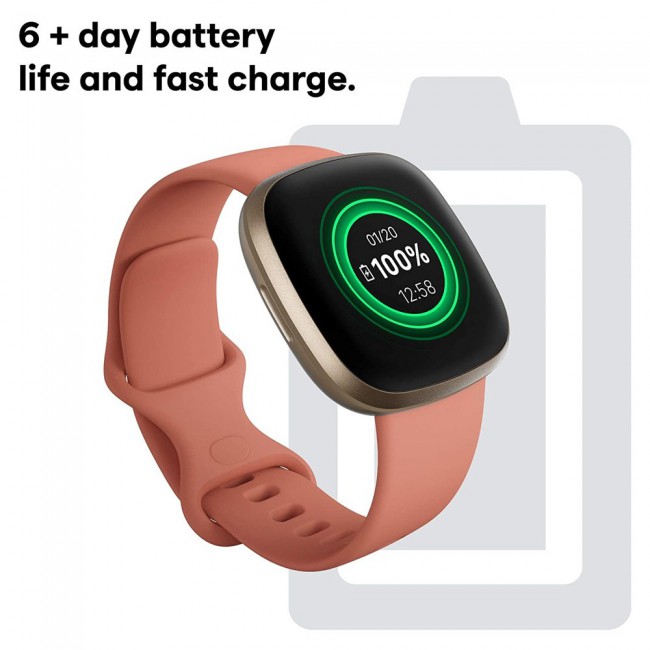Fitbit Versa 3 Smartwatch with GPS - Pink Clay and Soft Gold