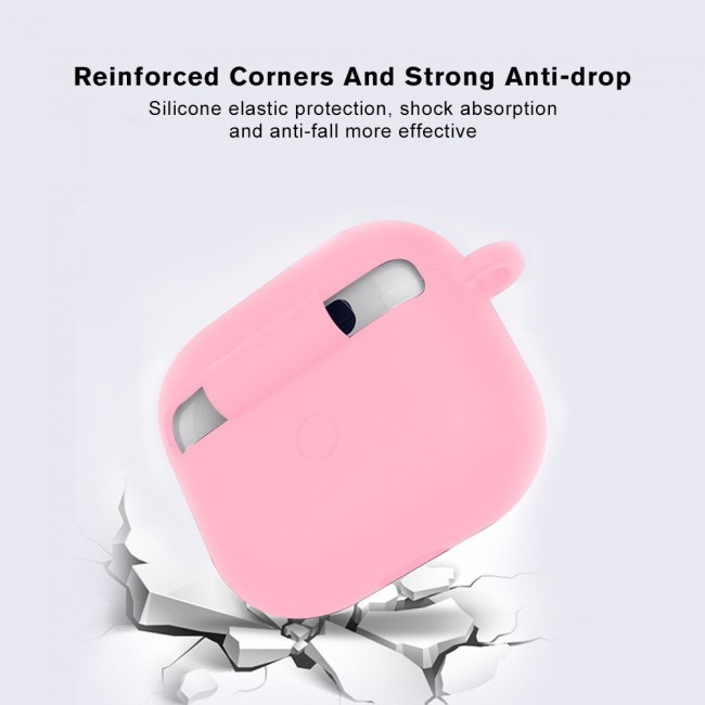 Margoun Silicone Case Cover for Airpods 3 with Logo and Carabiner - Baby Pink