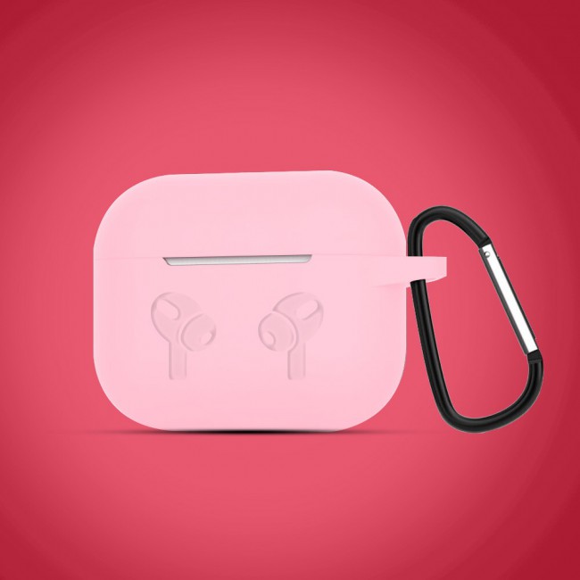 Margoun Silicone Case Cover for Airpods 3 with Logo and Carabiner - Baby Pink