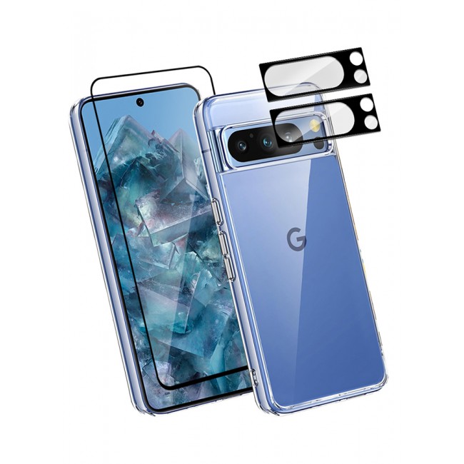 MARGOUN 4 Packs For Google Pixel 8 Pro TPU Case and Screen Protector and 2 Camera Lens Protectors Clear Anti-Yellowing Transparent Shockproof Protective Phone Case Scratch Resistant Cover