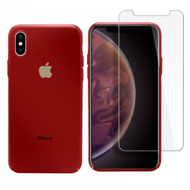 2Pack Hicool Red Hard Cover and Clear Screen Protector for iPhone X and XS