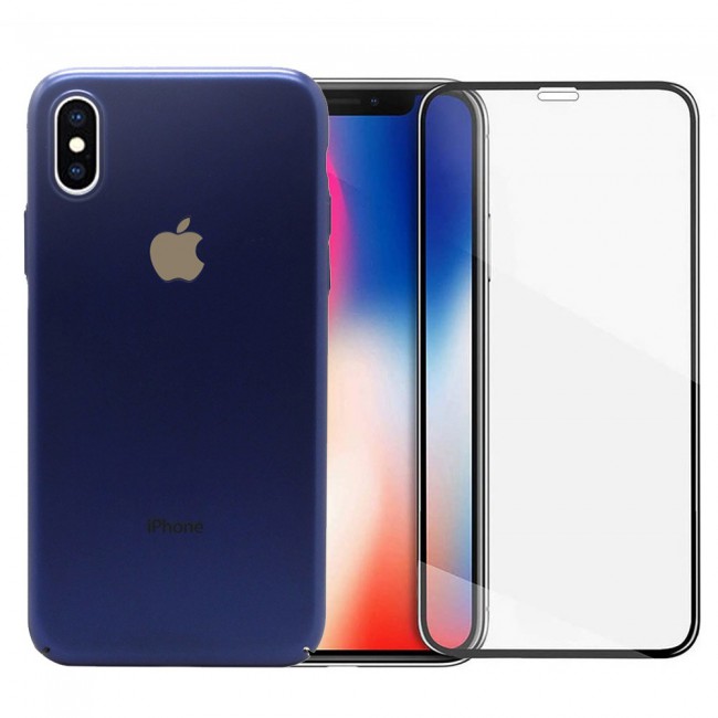 2Pack Hicool Dark Blue Hard Cover and 3D Screen Protector for iPhone X and XS