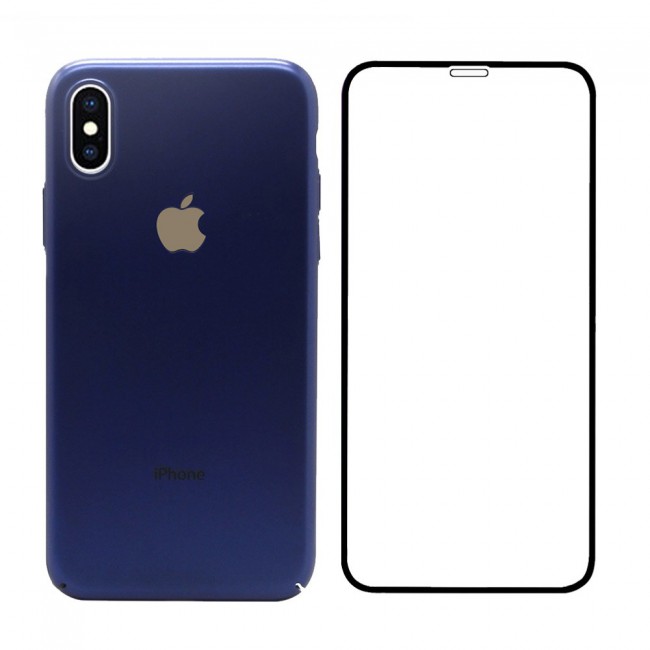 2Pack Hicool Dark Blue Hard Cover and 3D Screen Protector for iPhone X and XS