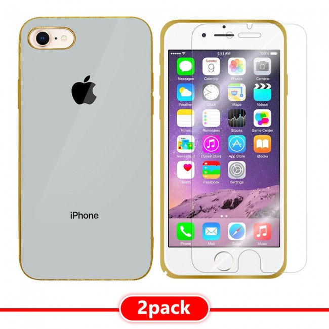 2Pack Hicool Silver Hard Cover and Clear Screen Protector for iPhone 7 and 8
