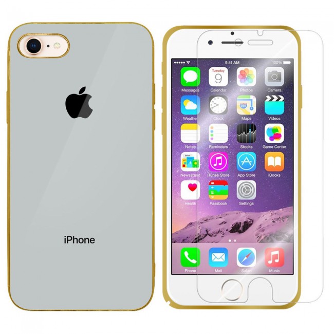 2Pack Hicool Silver Hard Cover and Clear Screen Protector for iPhone 7 and 8
