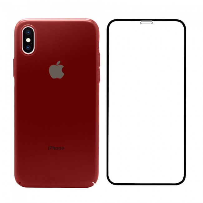 2Pack Hicool Red Hard Cover and 3D Screen Protector for iPhone X and XS