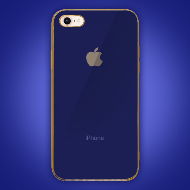 iphone 7 and 8 Case Cover Gold Edge Hicool - Dark Blue