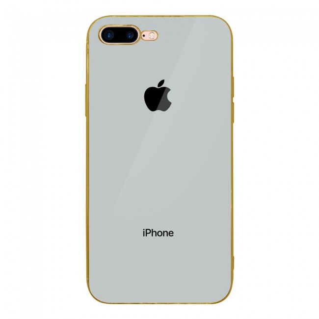 iphone 7 Plus and 8 Plus Case Cover Gold Edge Hicool - White