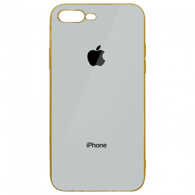 iphone 7 Plus and 8 Plus Case Cover Gold Edge Hicool - White