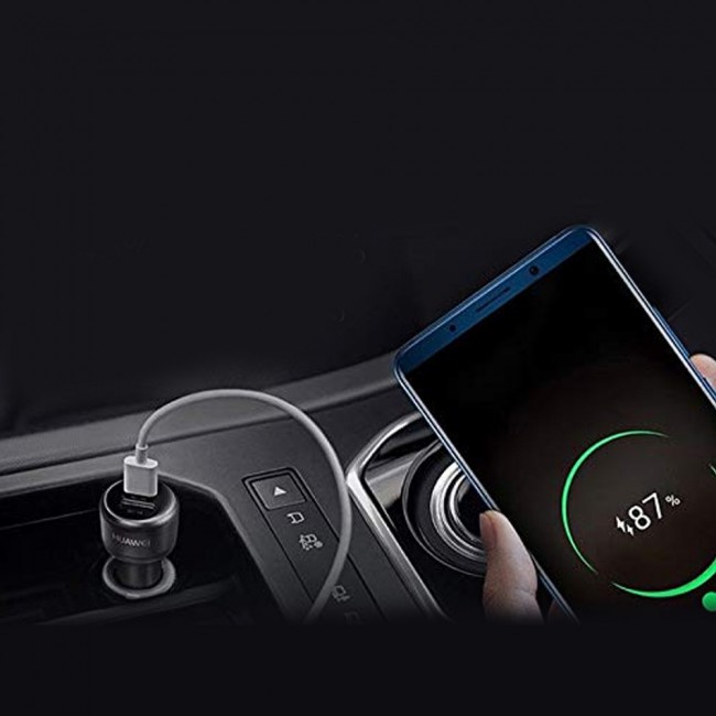 Huawei 9V2A 18W Quick Charge Dual Output Car Charger with Type-C Data Cable – Black