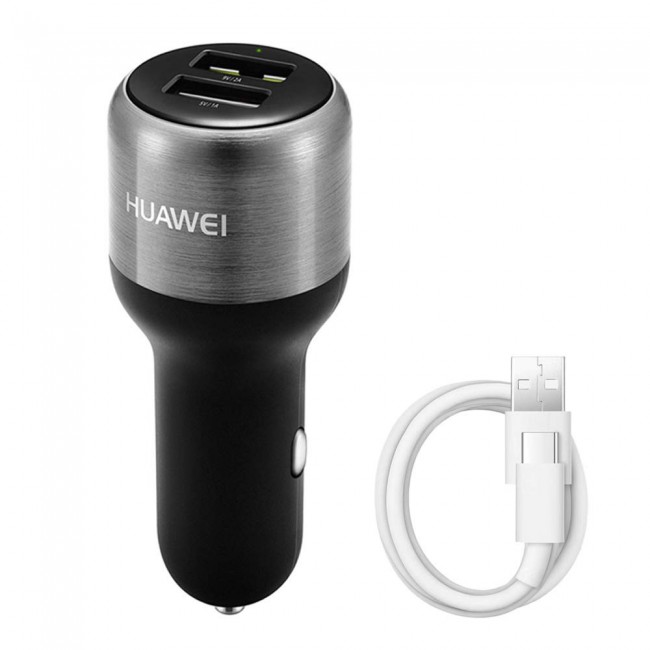 Huawei 9V2A 18W Quick Charge Dual Output Car Charger with Type-C Data Cable – Black