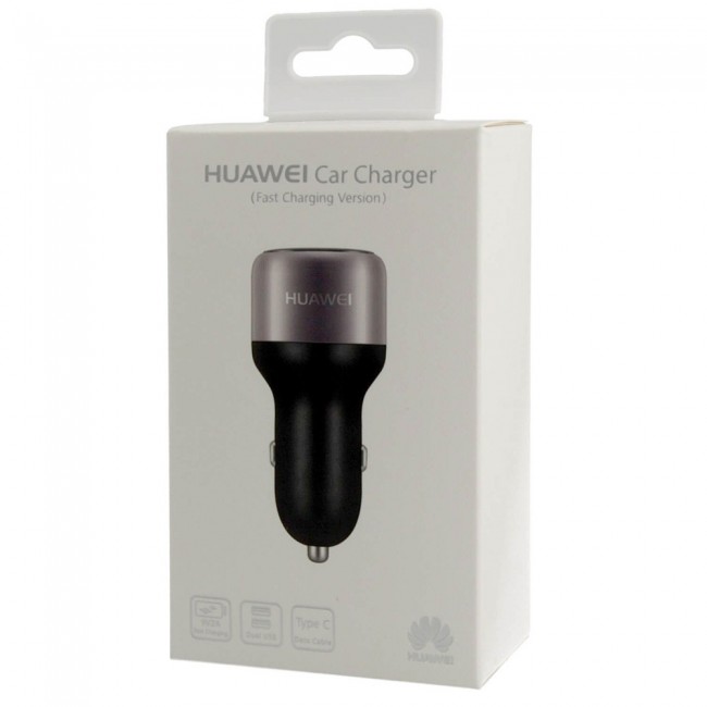 Huawei 9V2A 18W Quick Charge Dual Output Car Charger with Type-C Data Cable – Black