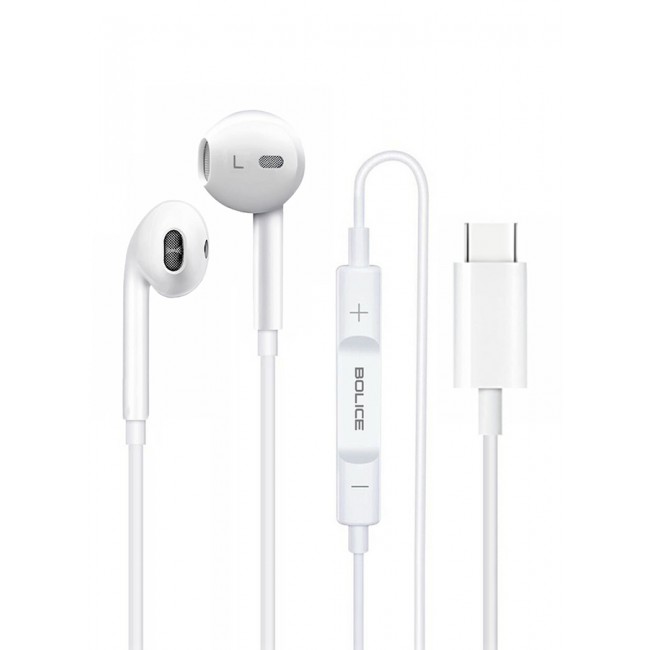 BOLICE USB C Headphones Compatiable with Samsung Galaxy S24 Plus USB C In-Ear Headphones with Microphone Volume Control and Pure Sound White