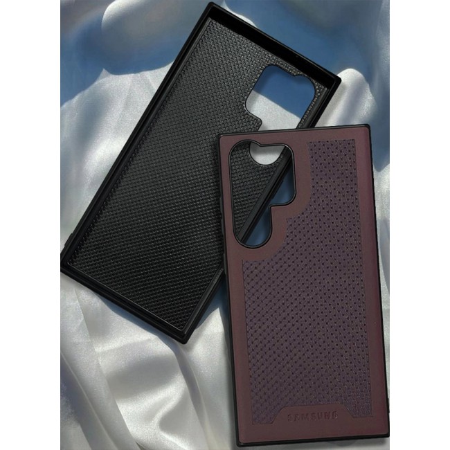 CATANES Samsung Galaxy S24 Ultra Case Anti-slip Textured Design Scratch Resistant Shock Absorbing Case Cover Maroon