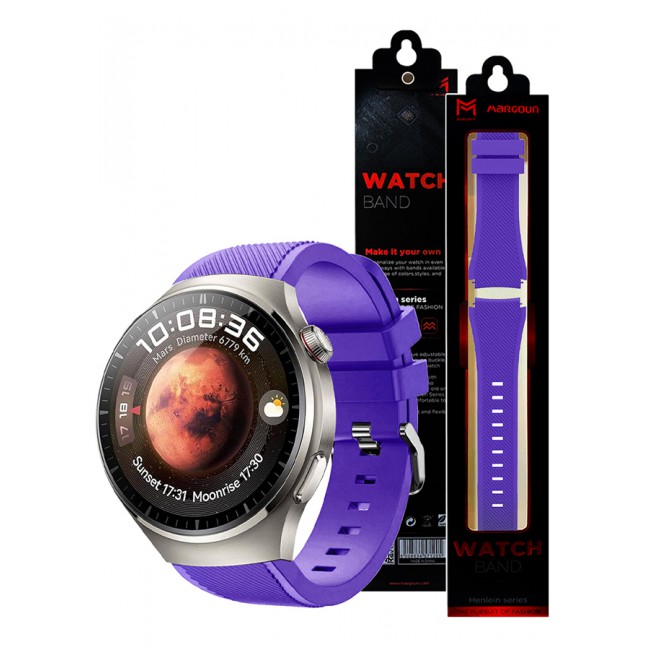 MARGOUN Silicone Watch Band 22mm Sport Band Compatible with Huawei Watch 4 Pro Strap Replacement Wristbands Soft and Durable Purple