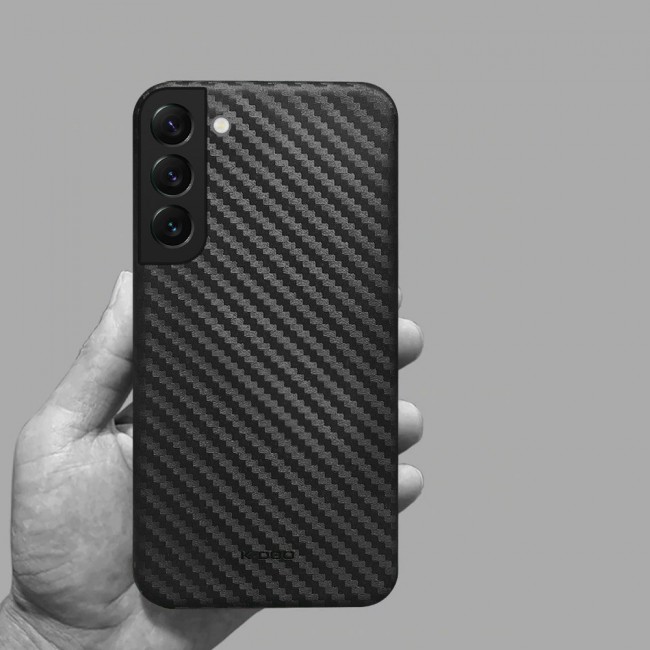K-Doo Air Carbon Case with Carbon Fiber Design for Samsung Galaxy S22 Plus – Black