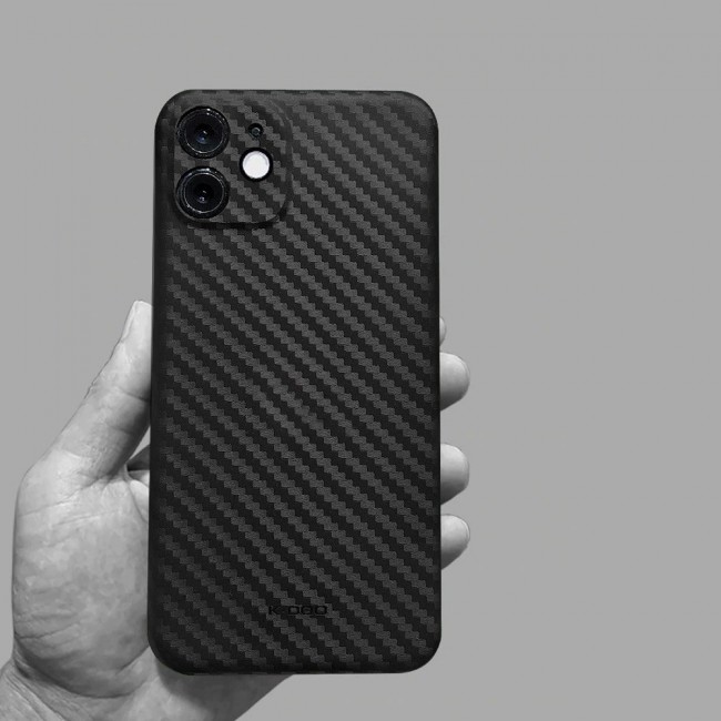 K-Doo Air Carbon Case with Carbon Fiber Design for iPhone 12 – Black
