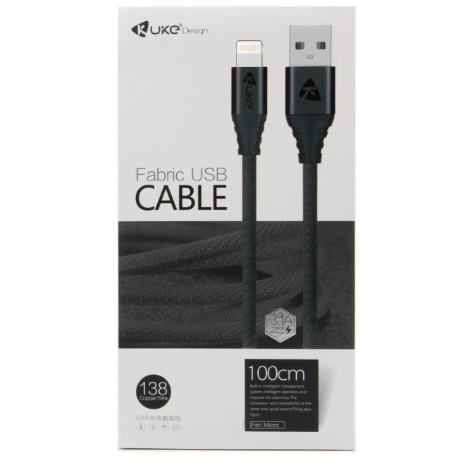 Kuke Design E65 Fabric Lightning USB Cable 1m – (NMT)
