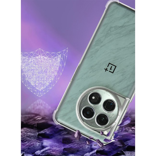 CATANES OnePlus 12 Clear Case Non-Yellowing Transparent Soft Silicone TPU Material 4 Reinforced Airbag Military Grade Drop Protection Anti-Fingerprint Slim Clear