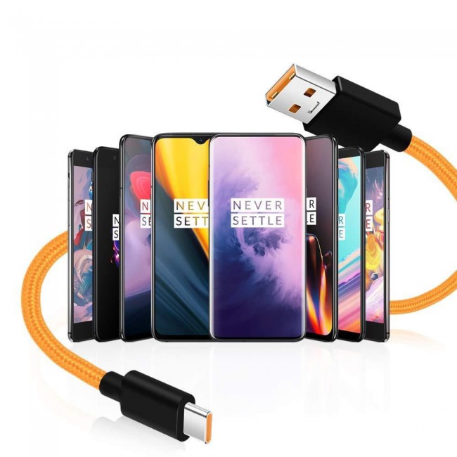 3 Pack Of OnePlus Fast Charge Type-C USB Cable Orange