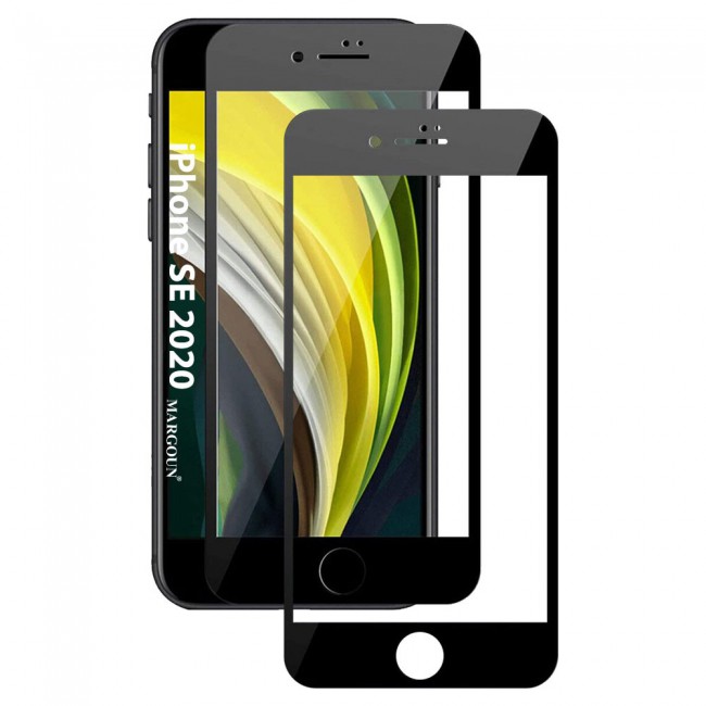 Apple iPhone SE 2020 Tempered 3D Glass 2-Pack Super Shieldz Margoun- Black Frame