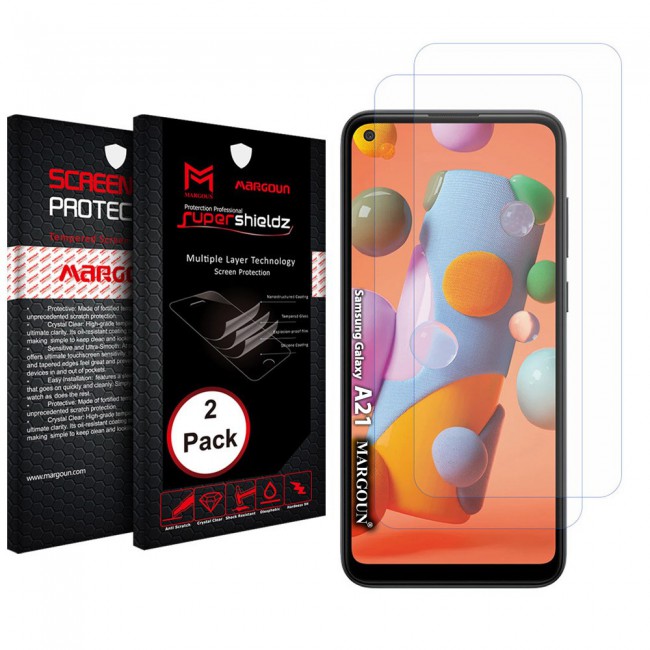 Samsung Galaxy A21 Tempered Glass 2 Pack Super Shieldz by Margoun - Clear