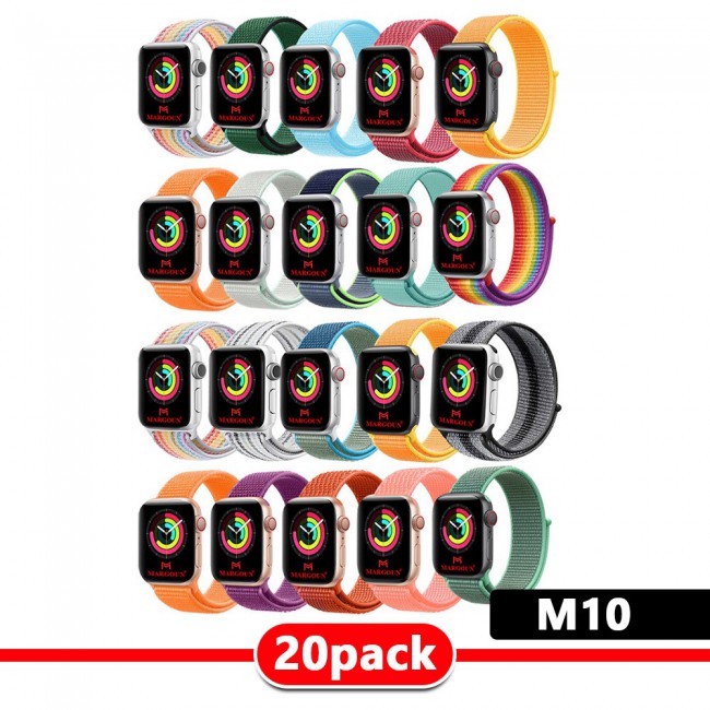 20Pack Apple Watch Band 38-40-41mm Nylon Sport Loop Strap Henlein Series by Margoun - M01 - M11
