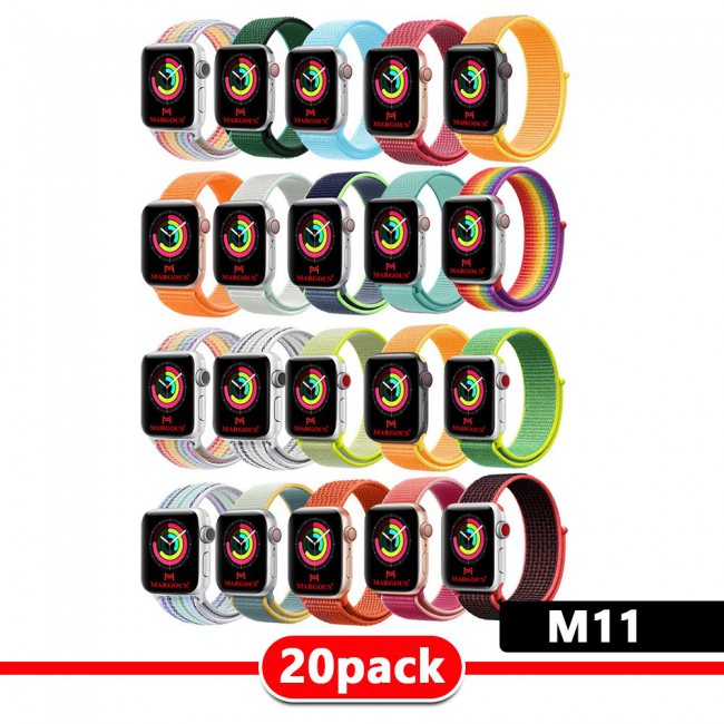 20Pack Apple Watch Band 38-40-41mm Nylon Sport Loop Strap Henlein Series by Margoun - M01 - M11