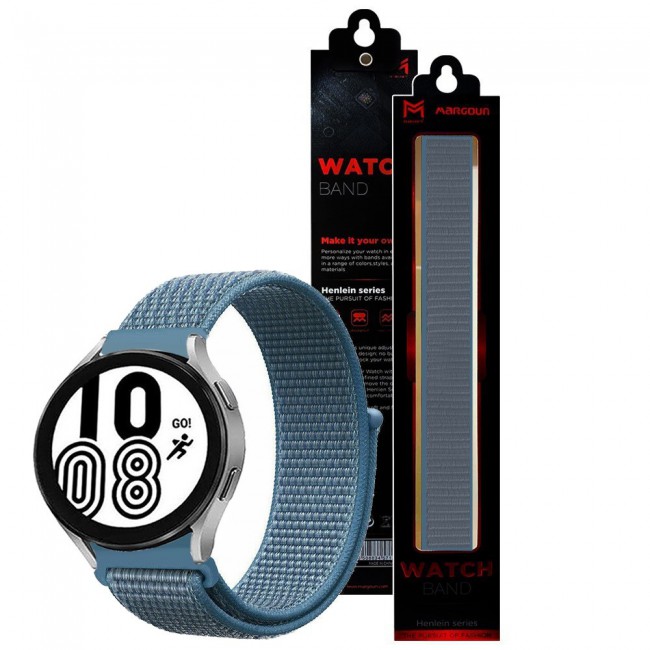 20mm Nylon Sport Watch Band for Samsung Galaxy Watch 4 and 4 Classic 40-44mm 42-46mm Henlein Series by Margoun - Cape Cod Blue