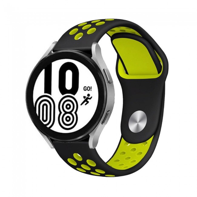 20mm Silicone Nike Design Band for Samsung Galaxy Watch 4 and 4 Classic 40-44mm 42-46mm Henlein Series by Margoun - Black Green