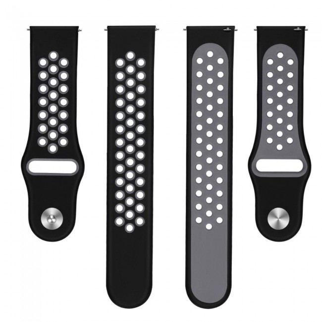 20mm Silicone Nike Design Band for Samsung Galaxy Watch 4 and 4 Classic 40-44mm 42-46mm Henlein Series by Margoun - Black Grey