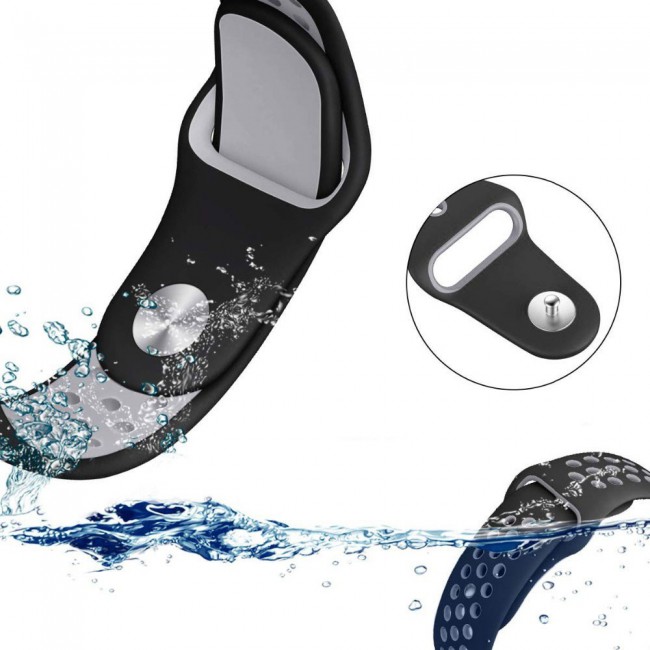 20mm Silicone Nike Design Band for Samsung Galaxy Watch 4 and 4 Classic 40-44mm 42-46mm Henlein Series by Margoun - Black Grey
