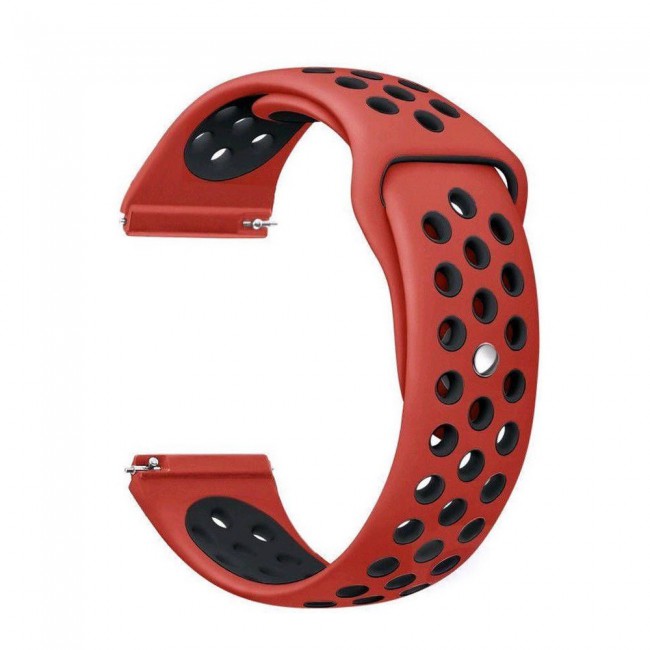 20mm Silicone Nike Design Band for Samsung Galaxy Watch 4 and 4 Classic 40-44mm 42-46mm Henlein Series by Margoun - Black Red