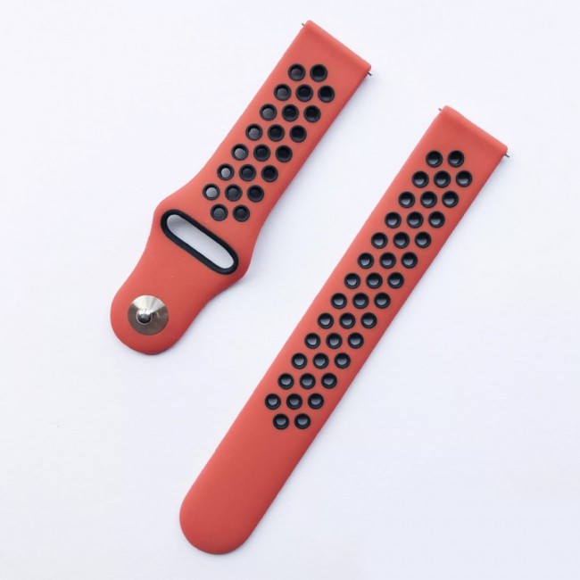 20mm Silicone Nike Design Band for Samsung Galaxy Watch 4 and 4 Classic 40-44mm 42-46mm Henlein Series by Margoun - Black Red