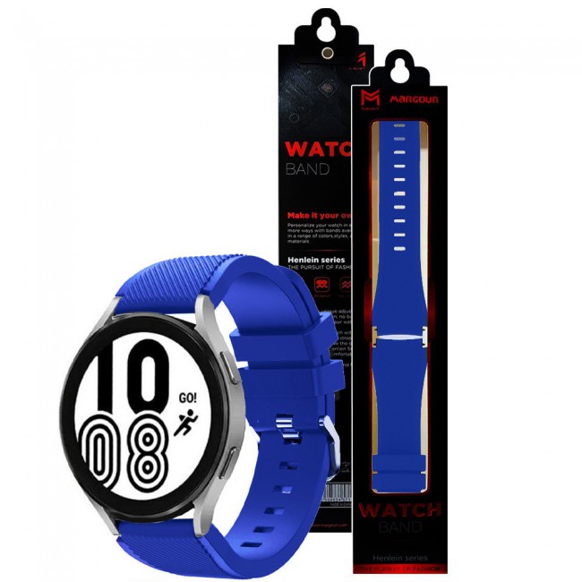 20mm Textured Silicone Watch Band for Samsung Galaxy Watch 4 and 4 Classic 40-44mm 42-46mm Henlein Series by Margoun - Dark Blue