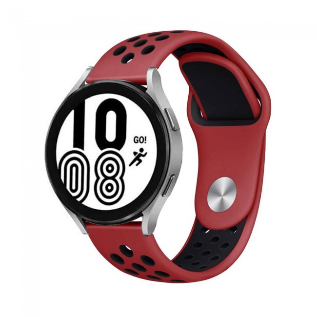 20mm Silicone Nike Design Band for Samsung Galaxy Watch 4 and 4 Classic 40-44mm 42-46mm Henlein Series by Margoun - Red Black