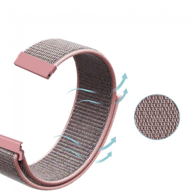 20mm Nylon Sport Watch Band for Samsung Galaxy Watch 4 and 4 Classic 40-44mm 42-46mm Henlein Series by Margoun - Pink Sand
