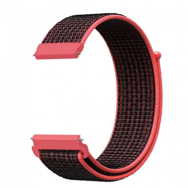 20mm Nylon Sport Watch Band for Samsung Galaxy Watch 4 and 4 Classic 40-44mm 42-46mm Henlein Series by Margoun - Red Black