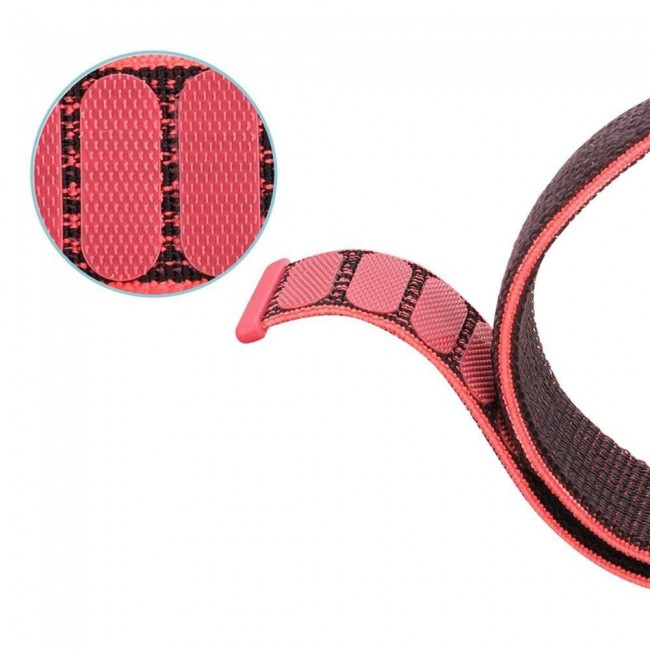 20mm Nylon Sport Watch Band for Samsung Galaxy Watch 4 and 4 Classic 40-44mm 42-46mm Henlein Series by Margoun - Red Black