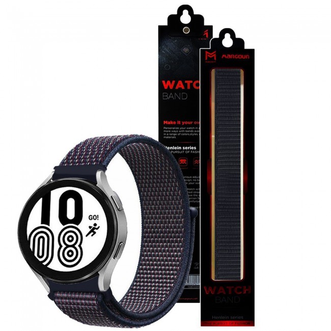 20mm Nylon Sport Watch Band for Samsung Galaxy Watch 4 and 4 Classic 40-44mm 42-46mm Henlein Series by Margoun - Indigo