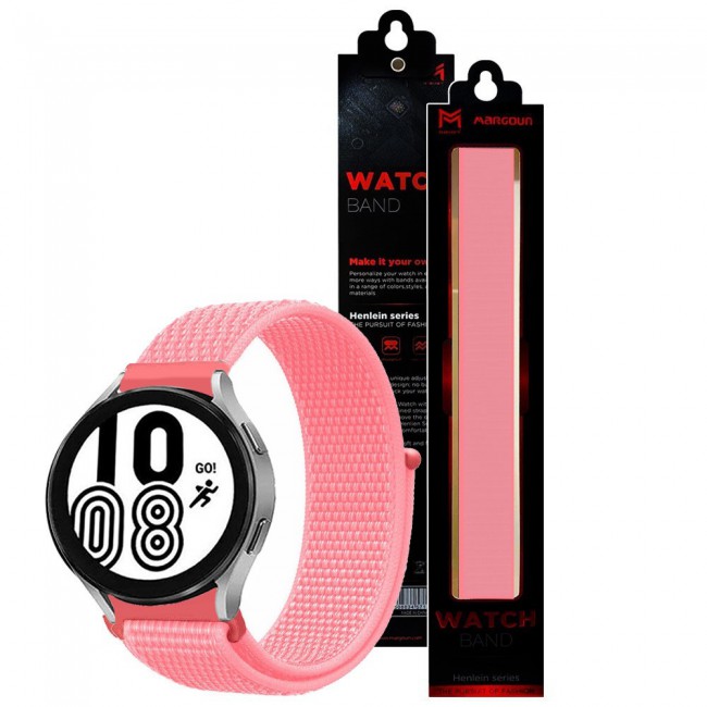 20mm Nylon Sport Watch Band for Samsung Galaxy Watch 4 and 4 Classic 40-44mm 42-46mm Henlein Series by Margoun - Hot Pink