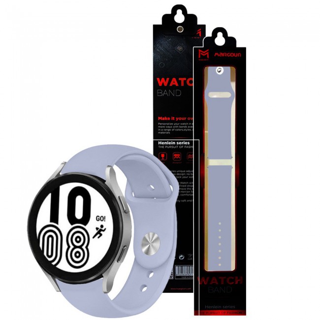 20mm Soft Silicone Band for Samsung Galaxy Watch 4 and 4 Classic 40-44mm 42-46mm Henlein Series by Margoun - Purple
