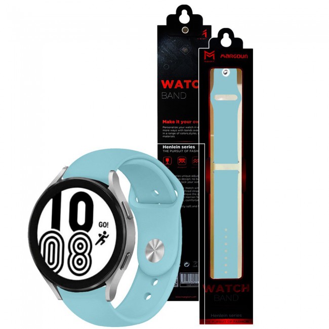 20mm Soft Silicone Band for Samsung Galaxy Watch 4 and 4 Classic 40-44mm 42-46mm Henlein Series by Margoun - Lime Green