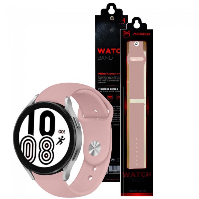20mm Soft Silicone Band for Samsung Galaxy Watch 4 and 4 Classic 40-44mm 42-46mm Henlein Series by Margoun - Pink