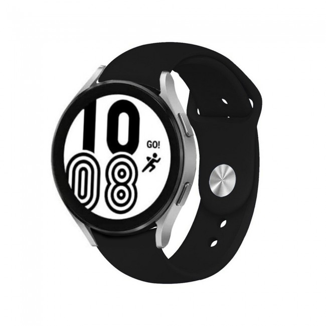 20mm Soft Silicone Band for Samsung Galaxy Watch 4 and 4 Classic 40-44mm 42-46mm Henlein Series by Margoun - Black