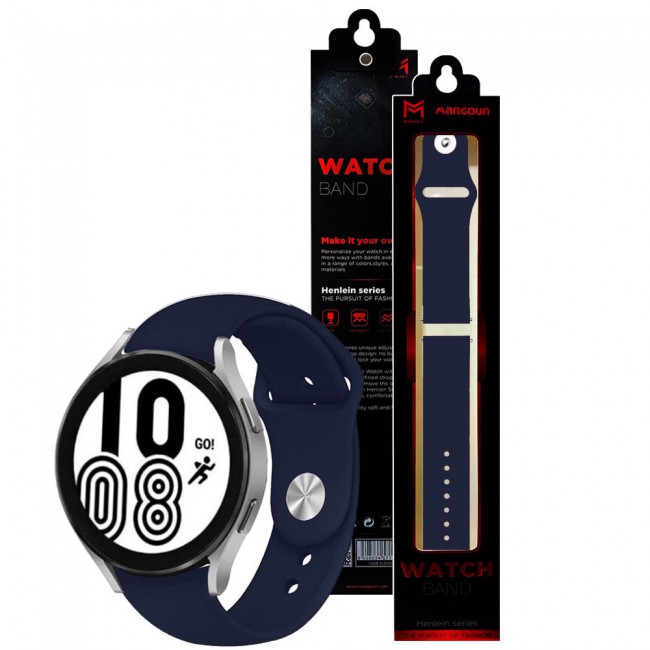 20mm Soft Silicone Band for Samsung Galaxy Watch 4 and 4 Classic 40-44mm42-46mm Henlein Series by Margoun - Dark Blue